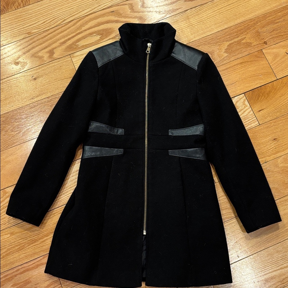 Rothschild Girls' Big Faux Wool Coat with Pleather Trim.